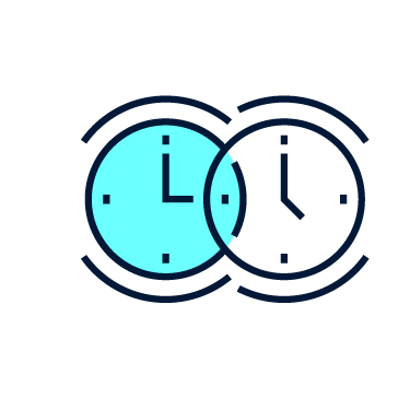 Dimerco icon of two clocks.