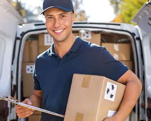 delivery-man-cropped dock workers reviewing cargo