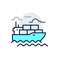 Icon of freight ship at sea
